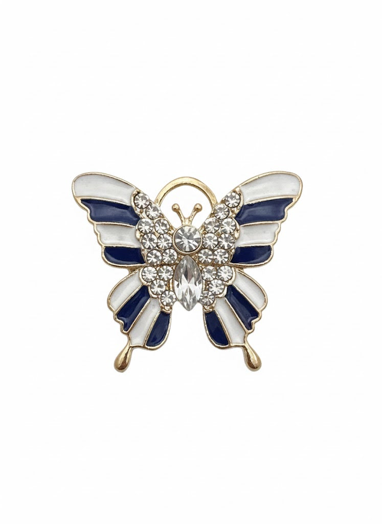 Navy Blue Butterfly Crystal Stud Earrings