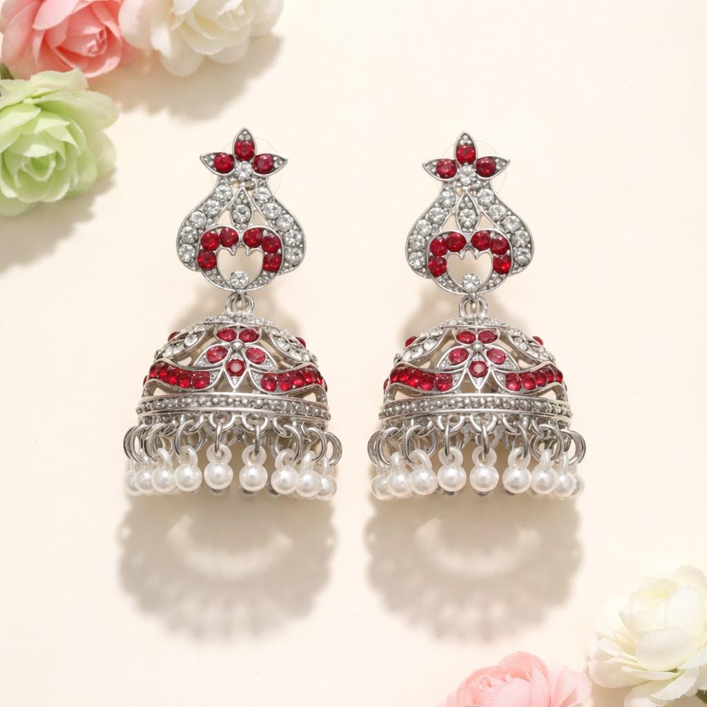 Turquoise Pearl Jhumka Earrings – Ethnic Gold Plated