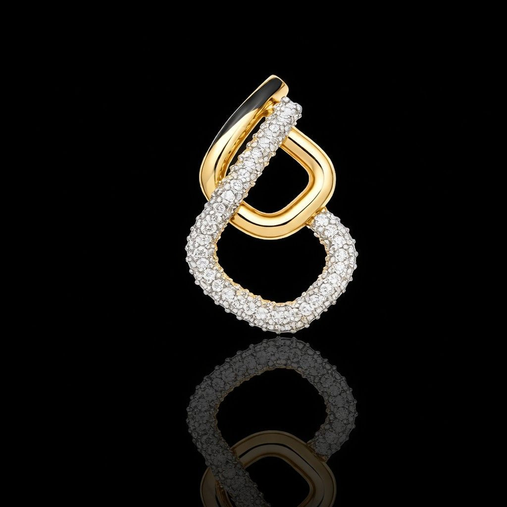 Gold & Crystal Interlinked Hoop Earring – Modern Luxury Design