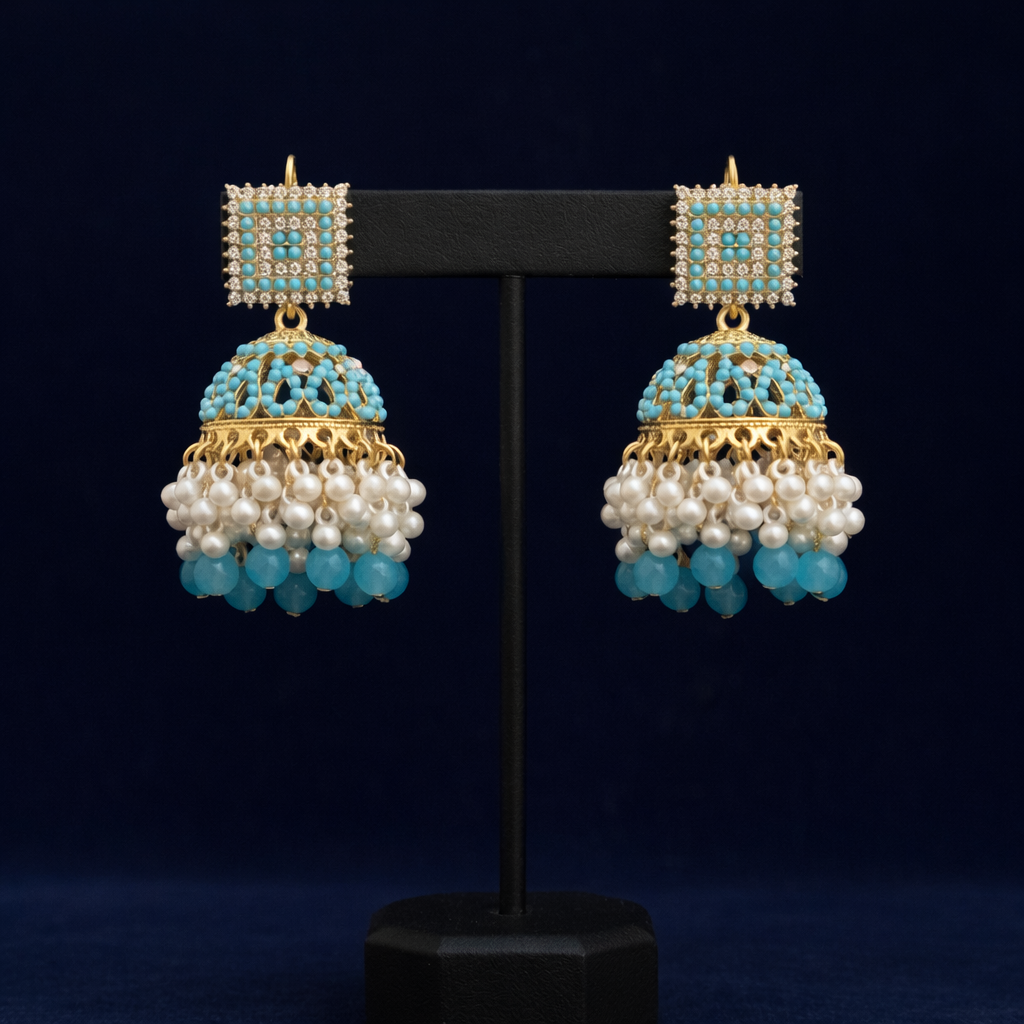 Handcrafted Silver Oxidized Floral Jhumka Earrings with Ruby Stones