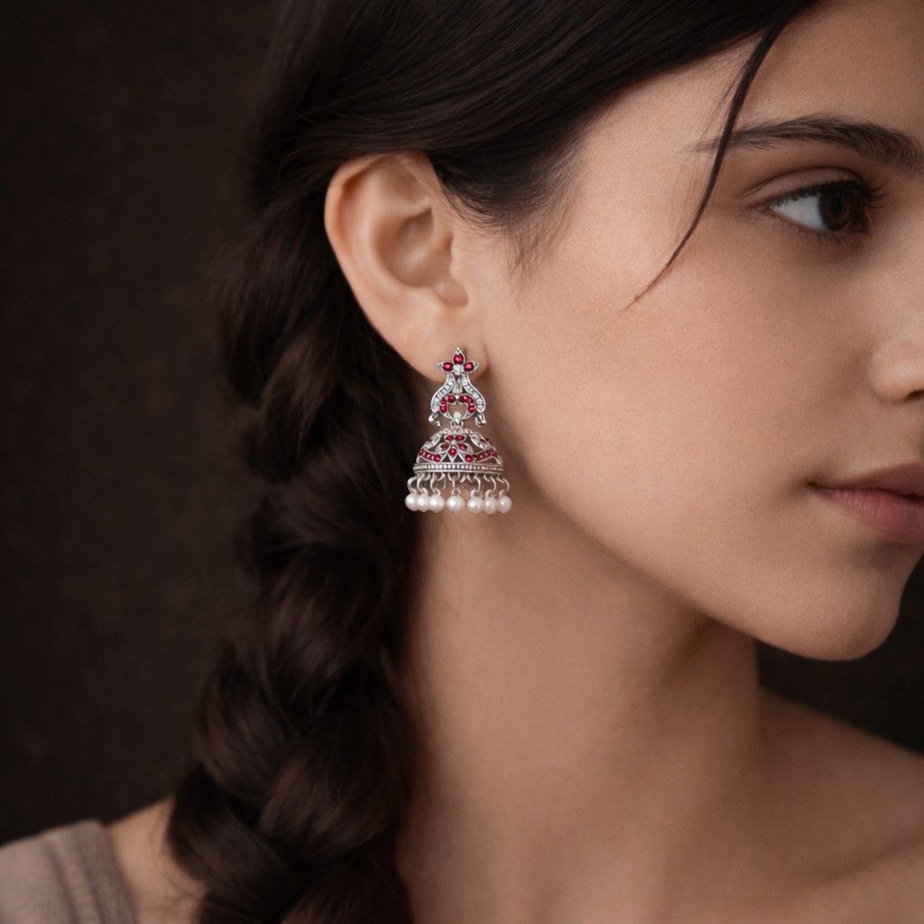 Turquoise Pearl Jhumka Earrings – Ethnic Gold Plated