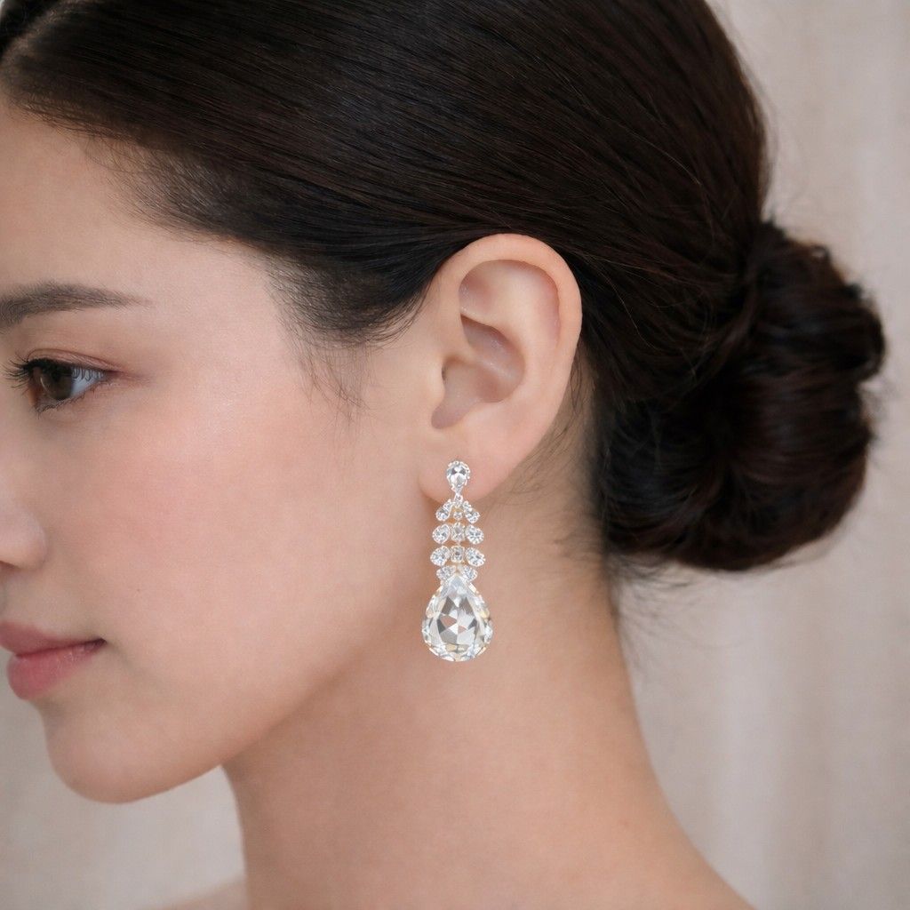 Crystal Teardrop Statement Drop Earrings