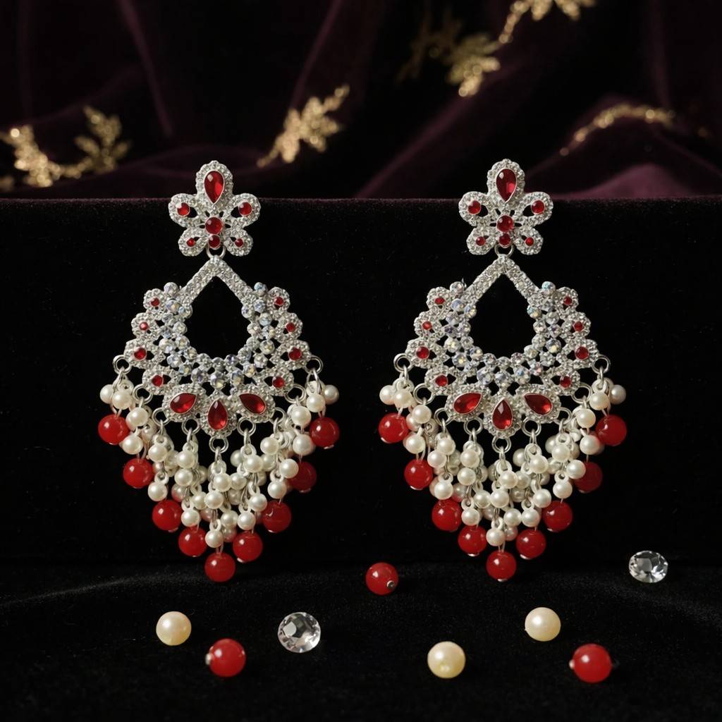 Finish Ruby & Pearl Chandelier Earrings