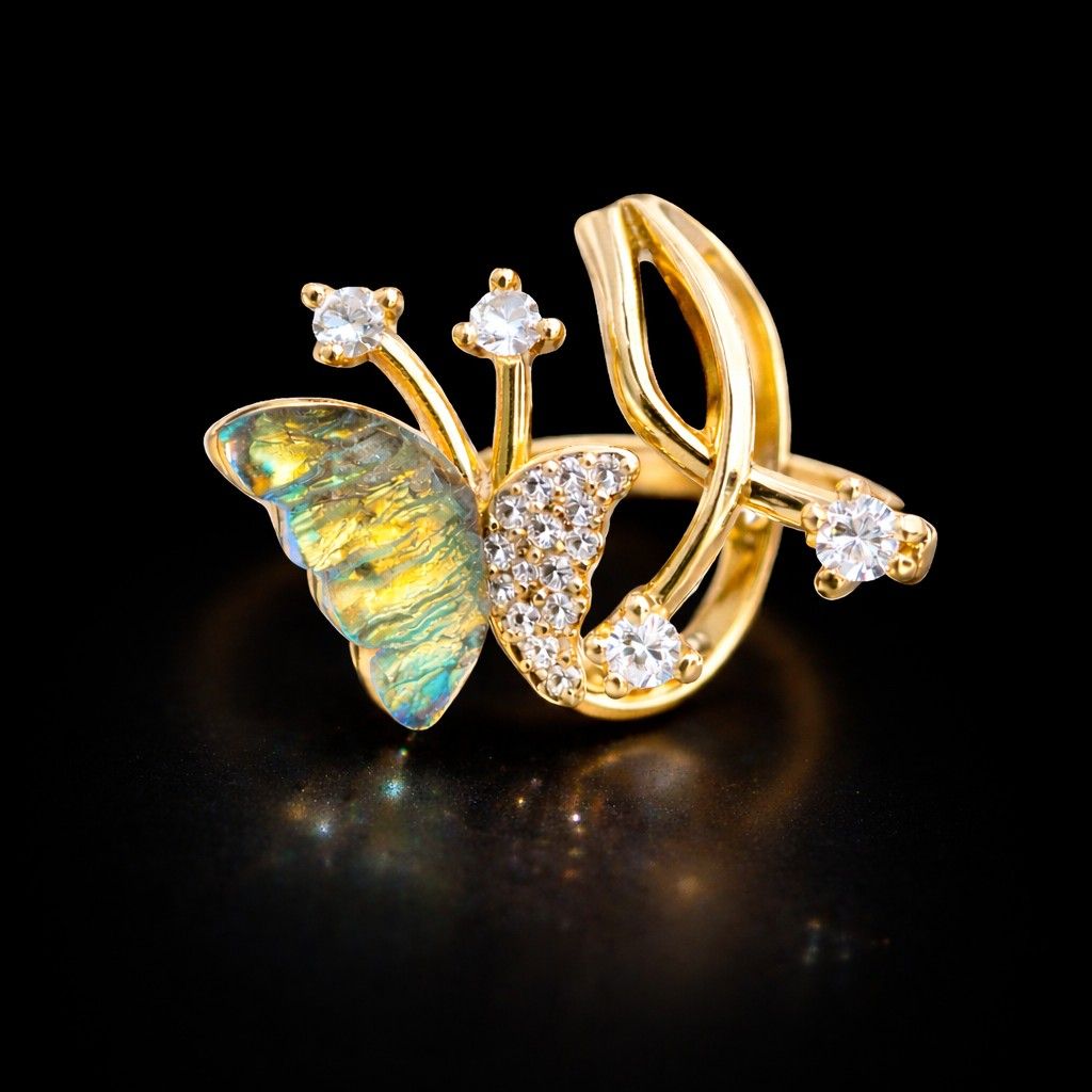 Iridescent Butterfly Wrap Adjustable Ring