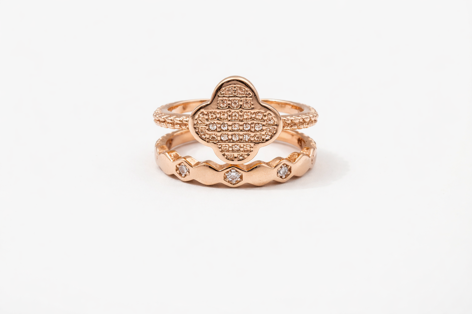 Rose Gold Crystal Stacked Ring